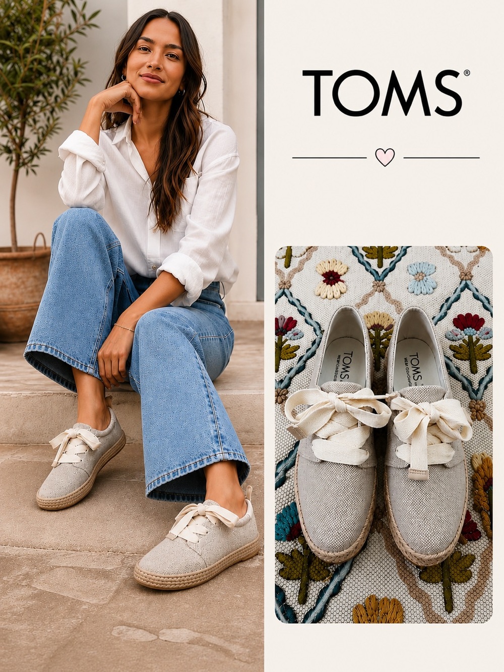 TOMS Carolina Lace-Up Espadrilles in Natural Beige-NWOT